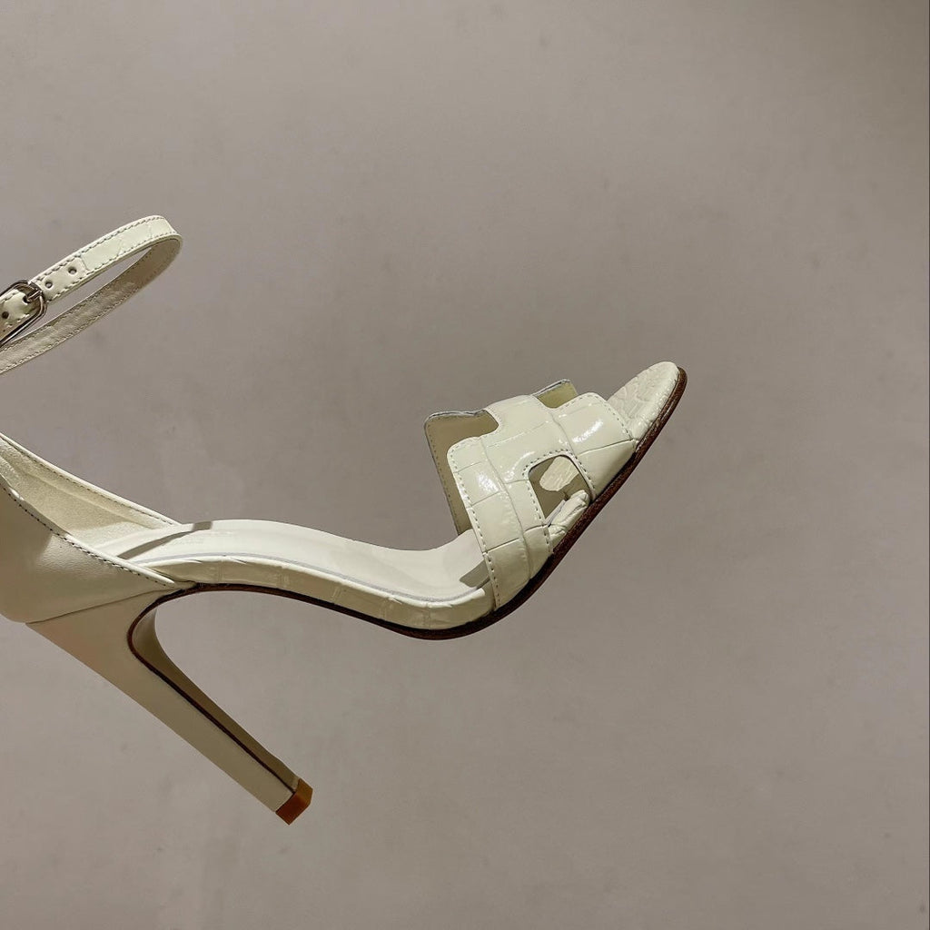 HERMES PREMIERE 115 SANDAL IN WHITE CALFSKIN