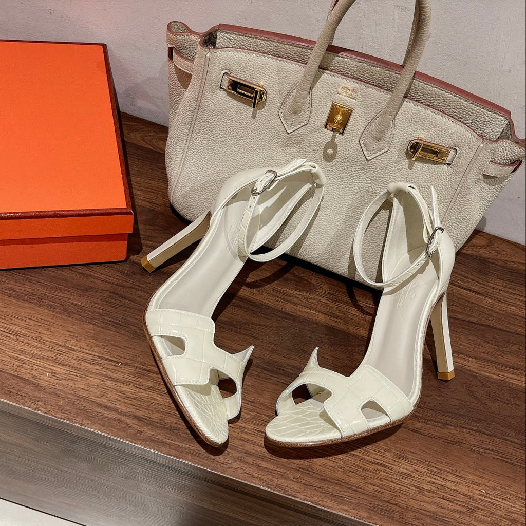 HERMES PREMIERE 115 SANDAL IN WHITE CALFSKIN