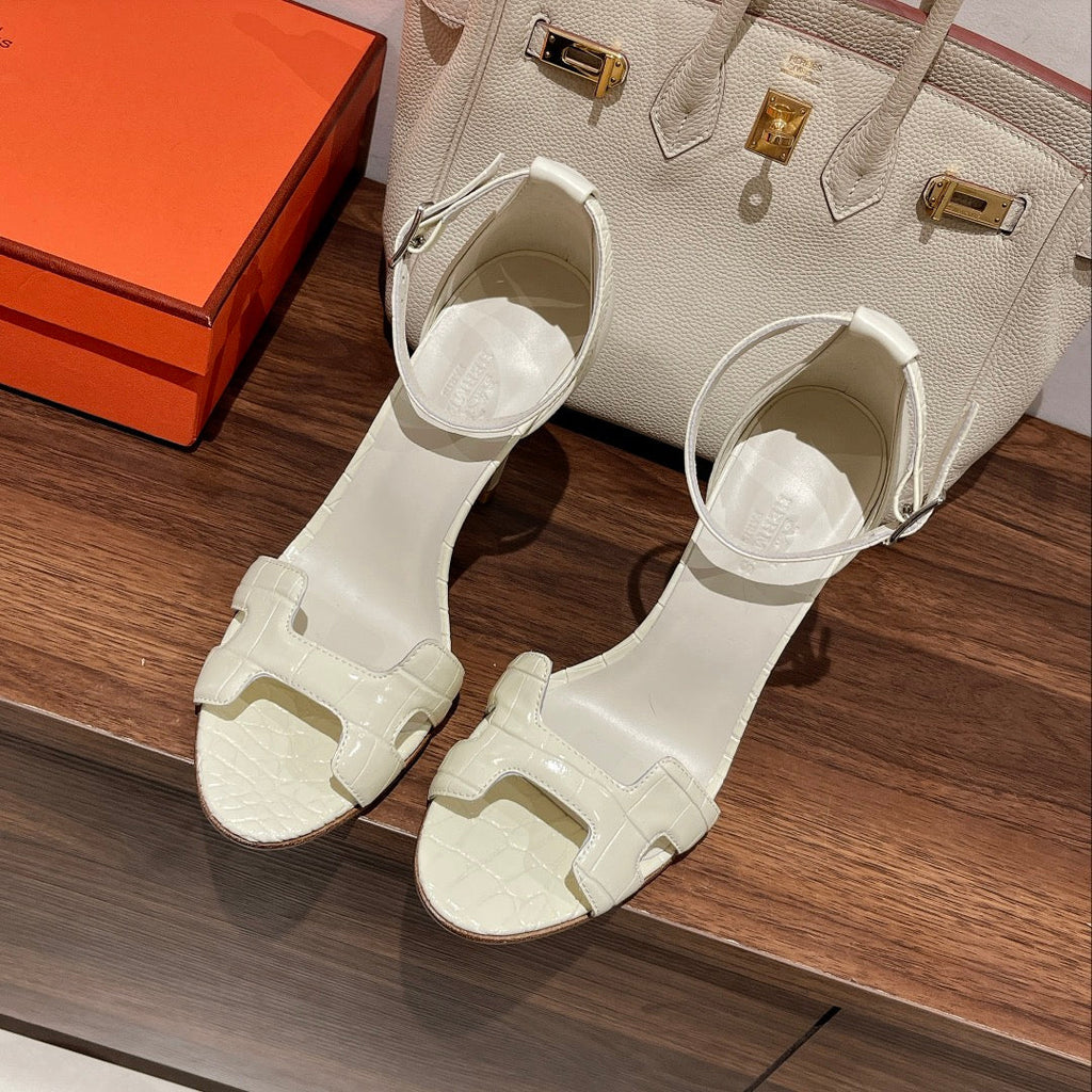 HERMES PREMIERE 115 SANDAL IN WHITE CALFSKIN