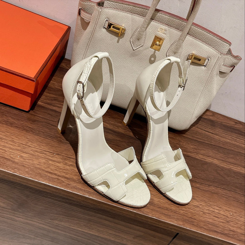 HERMES PREMIERE 115 SANDAL IN WHITE CALFSKIN