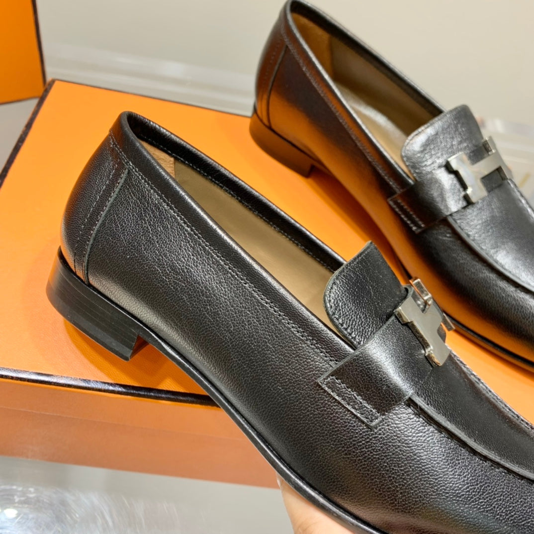 HERMES PARIS LOAFER BLACK CALFSKIN