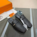 HERMES GROUPIE MULE BLACK LAMBSKIN