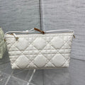 DIOR TRAVEL NOMAD POUCH 22 IN WHITE MACROCANNAGE LAMBSKIN GOLD HARDWARE
