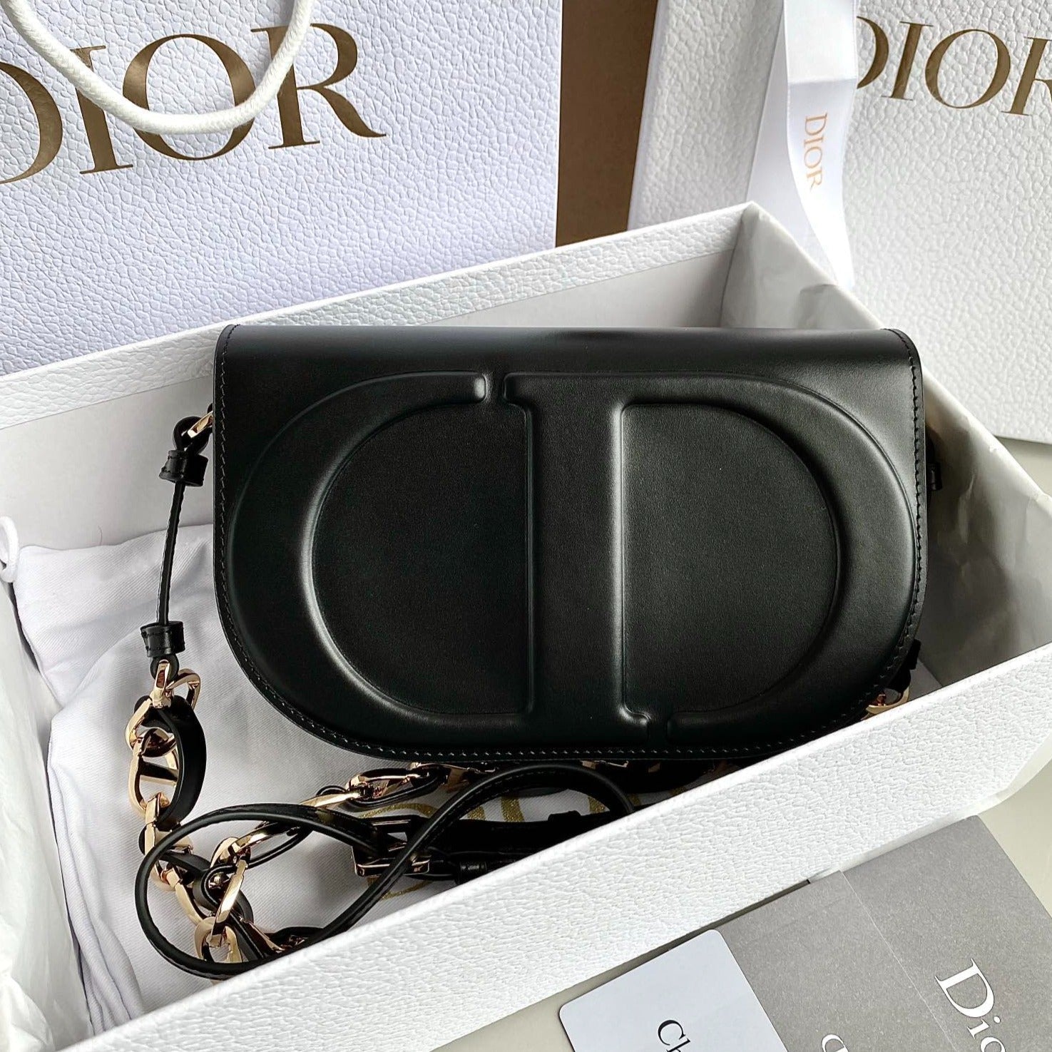DIOR SIGNATURE HOBO 21 BAG IN BLACK CALFSKIN