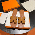 HERMES 0RAN SANDAL Leather Brown
