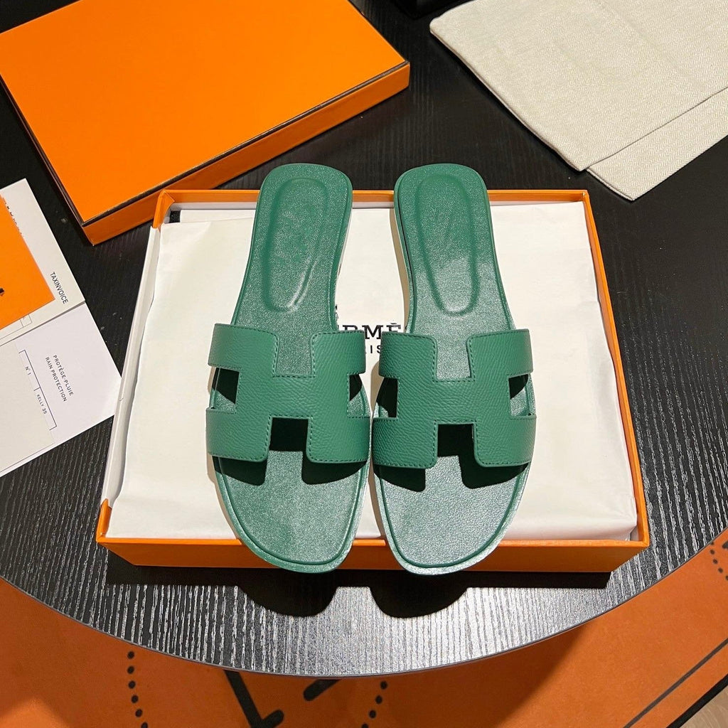 HERMES 0RAN SANDAL Leather Ocean