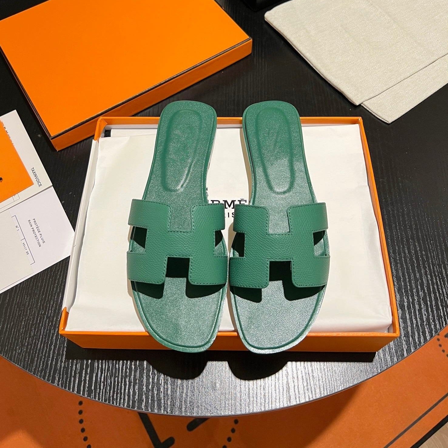 HERMES 0RAN SANDAL Leather Ocean