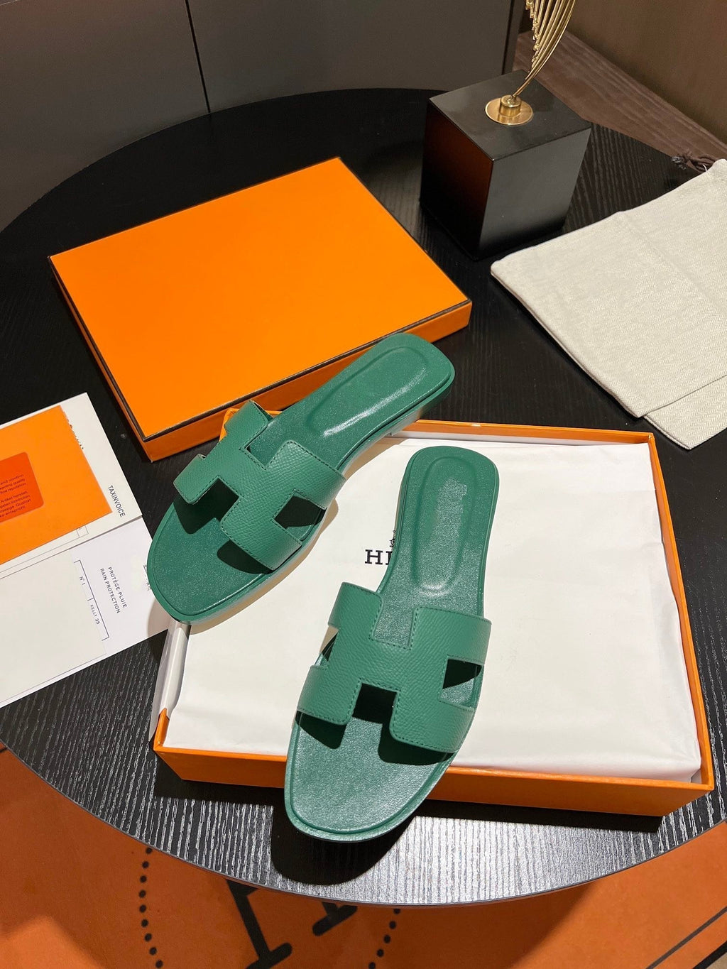 HERMES 0RAN SANDAL Leather Ocean