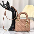 DIOR MICRO LADY 12 BAG IN CAMEL BEIGE LAMBSKIN