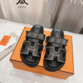 HERMES STAR-PATTERNED SANDAL BLACK  CALFSKIN