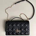 DIOR MISS LADY 24 LARGE BAG IN BLACK LAMBSKIN