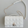 DIOR MISS LADY 24 LARGE BAG IN WHITE LAMBSKIN