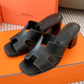 HERMES HELIA 60 SANDAL IN BLACK CALFSKIN