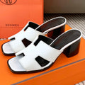 HERMES HELIA 60 SANDAL IN WHITE CALFSKIN