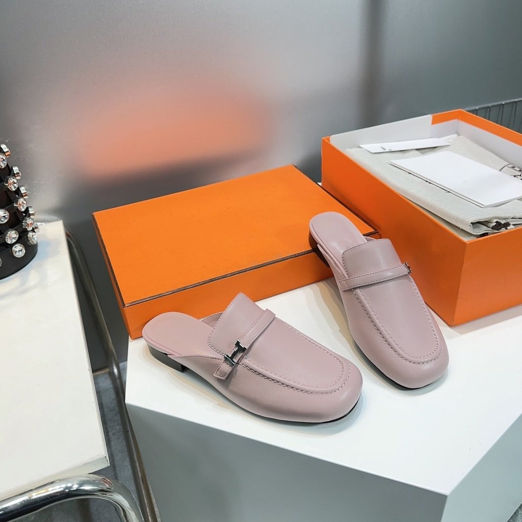 HERMES Lena Mule Pastel Pink Leather