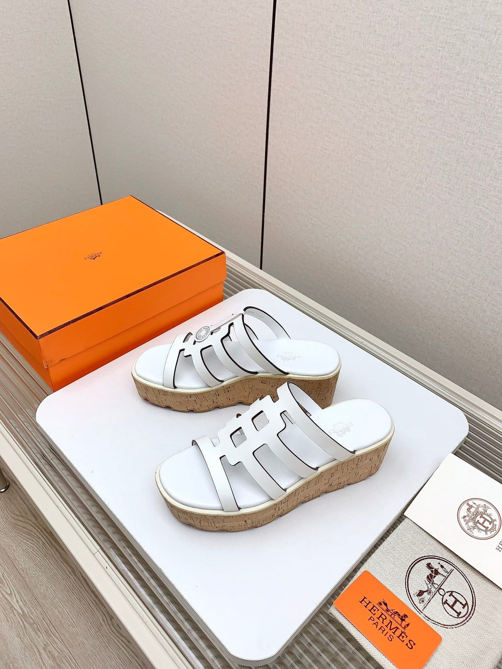 HERMES ISABELLA 30 SANDAL IN WHITE CALFSKIN
