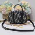 DIOR SMALL 25 D-VIBE BOWLING BAG IN BLUE MONOGRAM OBLIQUE JACQUARD