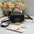 DIOR SMALL 19 MONTAIGNE AVENUE TOP HANDLE BAG BLACK SMOOTH CALFSKIN 221147
