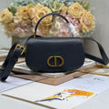 DIOR SMALL 19 MONTAIGNE AVENUE TOP HANDLE BAG BLUE  OBLIQUE JACQUARD AND BLACK SMOOTH CALFSKIN 221158