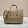 PRADA BRIEFCASE 40 IN DRIED MOSS GRAINED CALFSKIN