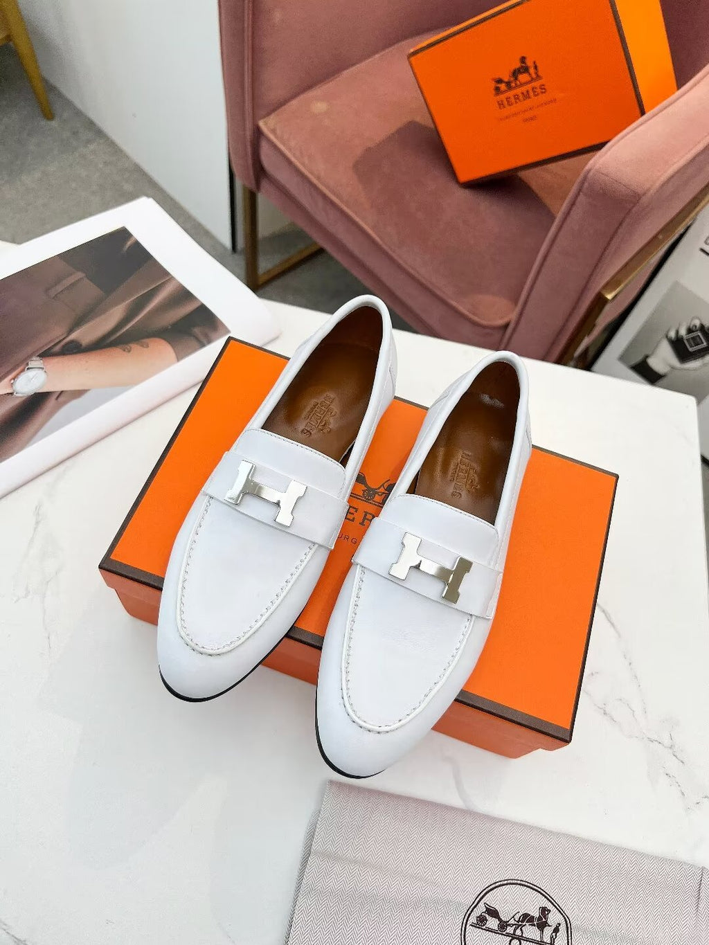 HERMES PARIS LOAFER SNOW CALFSKIN