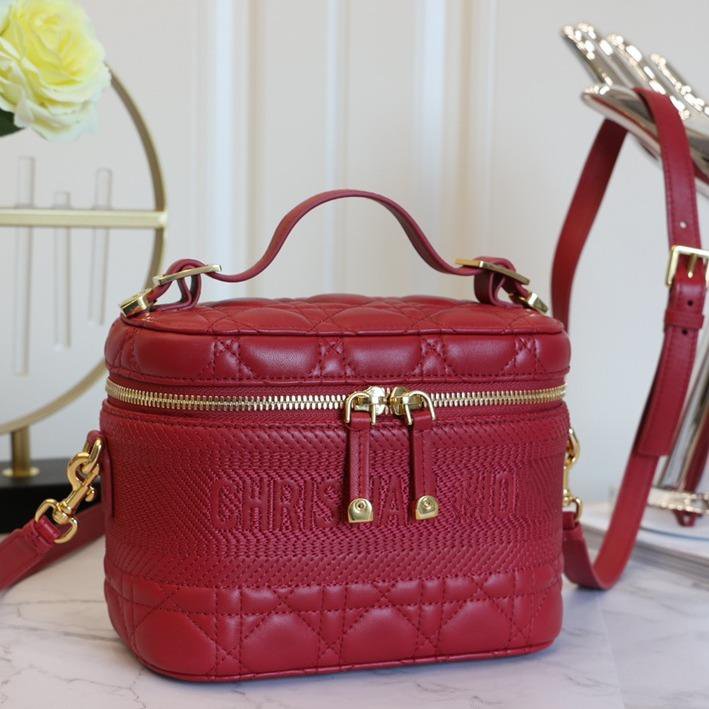 DIOR SMALL TRAVEL VANITY RED LAMBSKIN