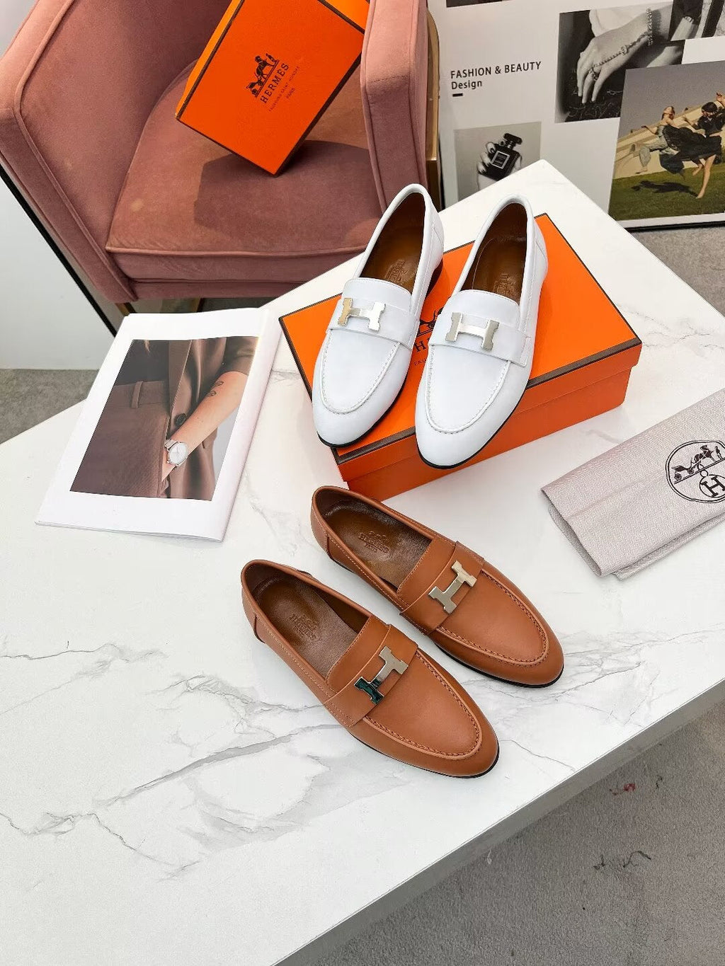 HERMES PARIS LOAFER SNOW CALFSKIN