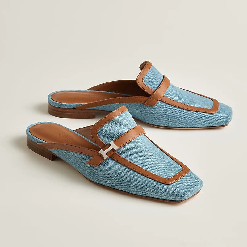 HERMES Groupie Mule Bleu Clair