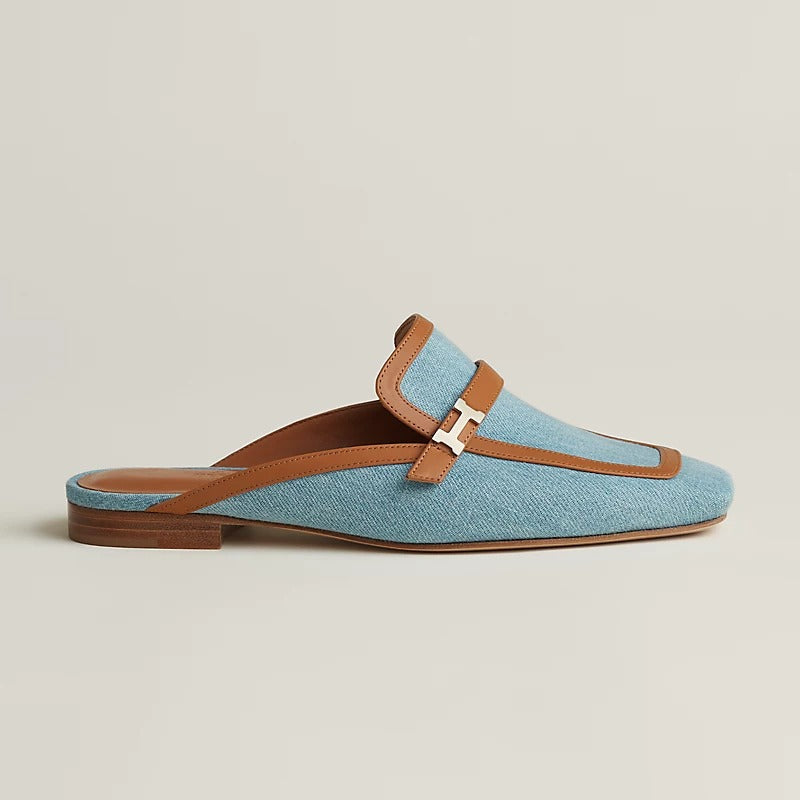 HERMES Groupie Mule Bleu Clair