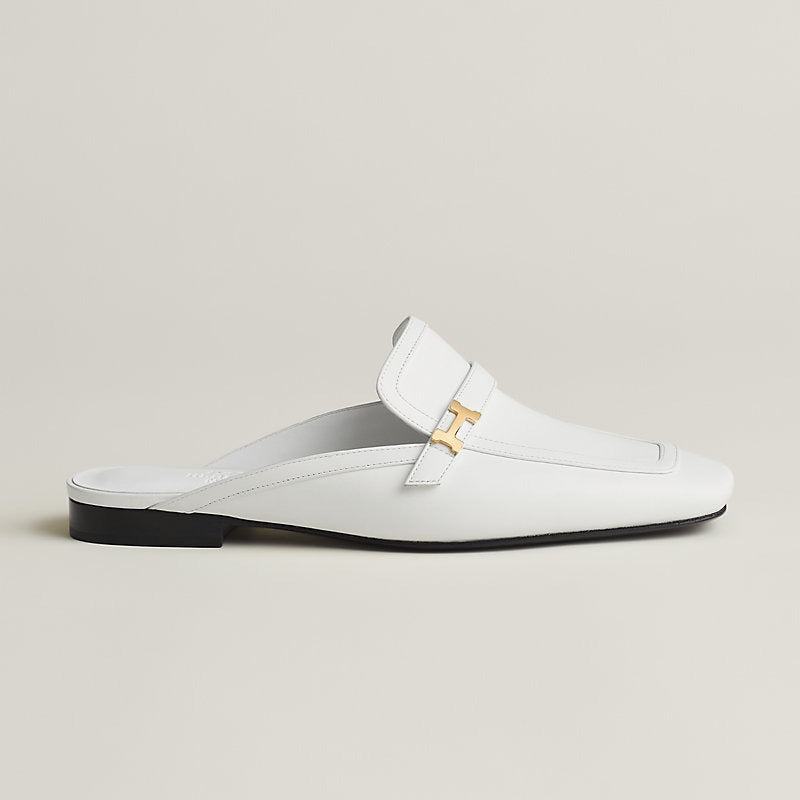 HERMES Groupie Mule Blanc