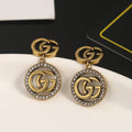 18K Double Gucci Crystals Vintage Earrings