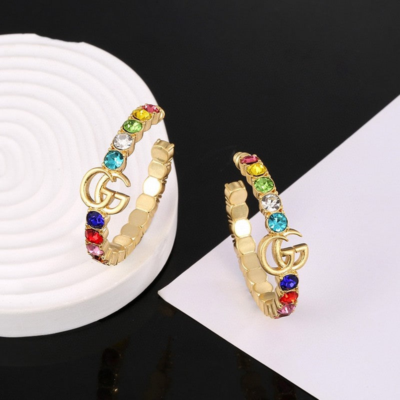 18K Double Gucci Color Crystal Earrings