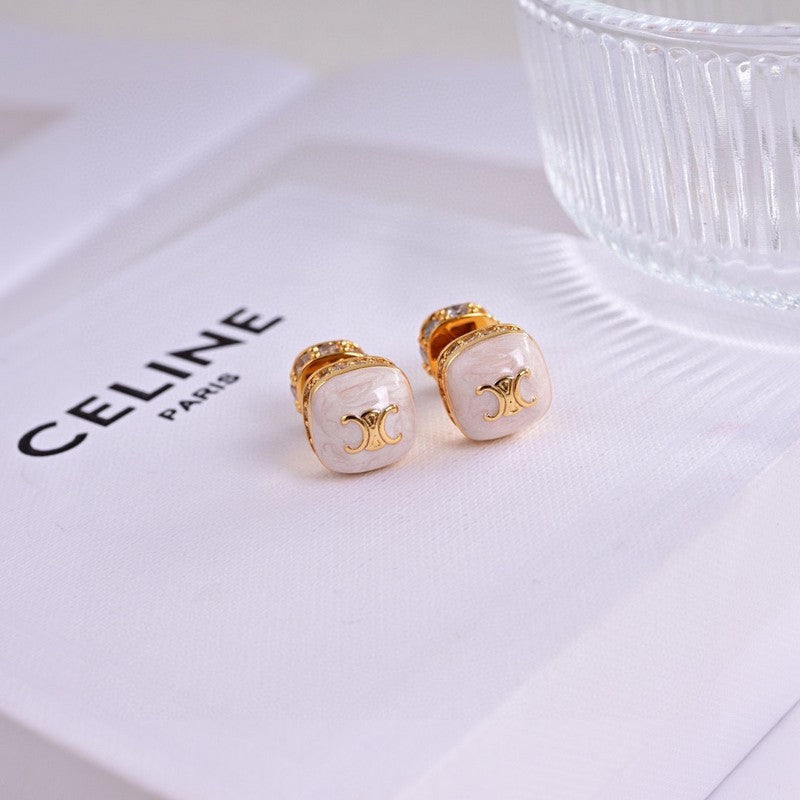 18K Celine Color Square Earrings