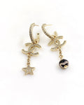 18K  Chanel Star Pearls Pendant Earrings