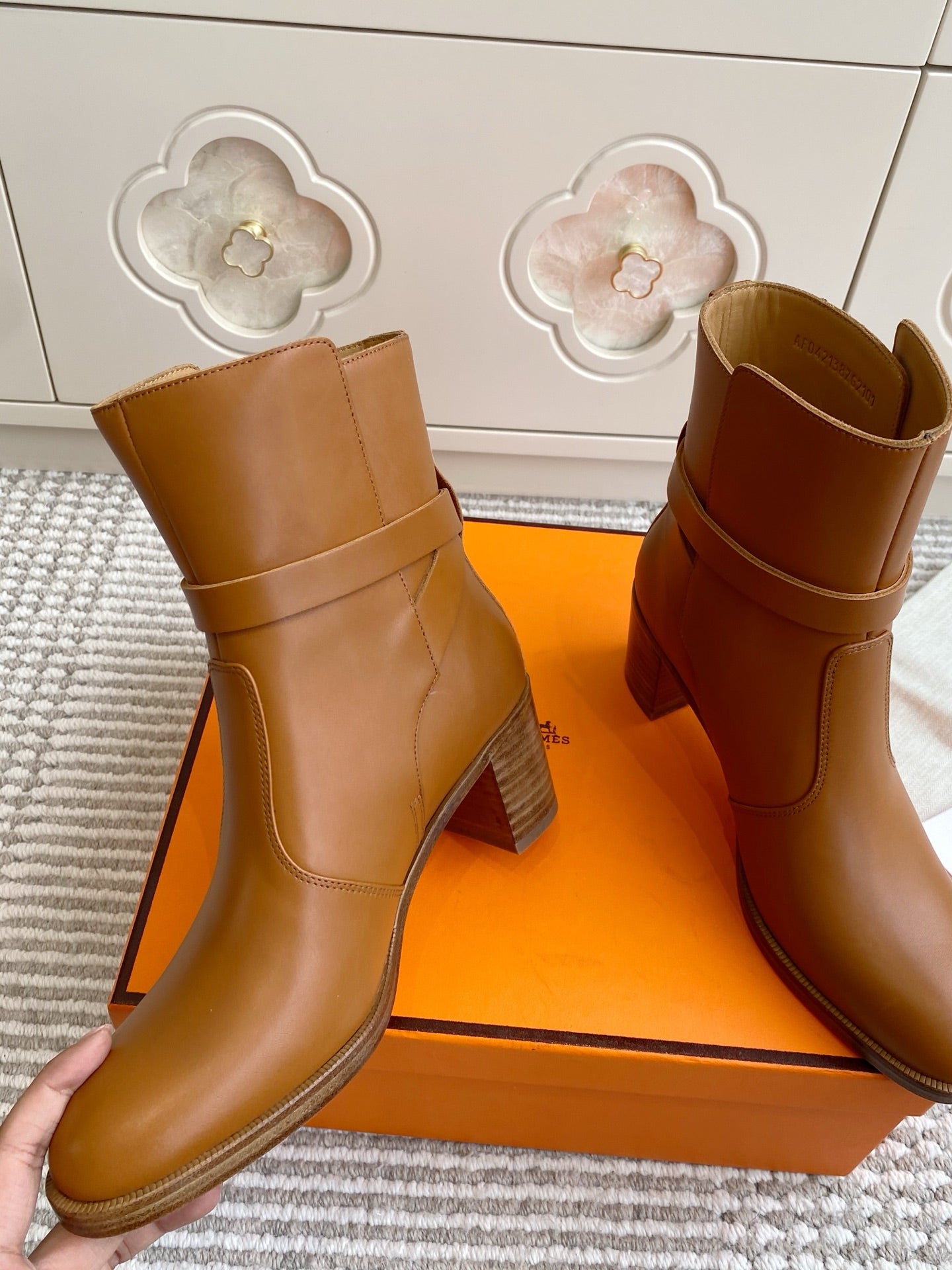 HERMES 25S FRENCHIE 50 ANKLE BOOT 50 MM IN BROWN LAMBSKIN WITH SILVER HARDWARE