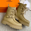 HERMES 25S ANKLE BOOTS IN WARM BEIGE GOLD LAMBSKIN