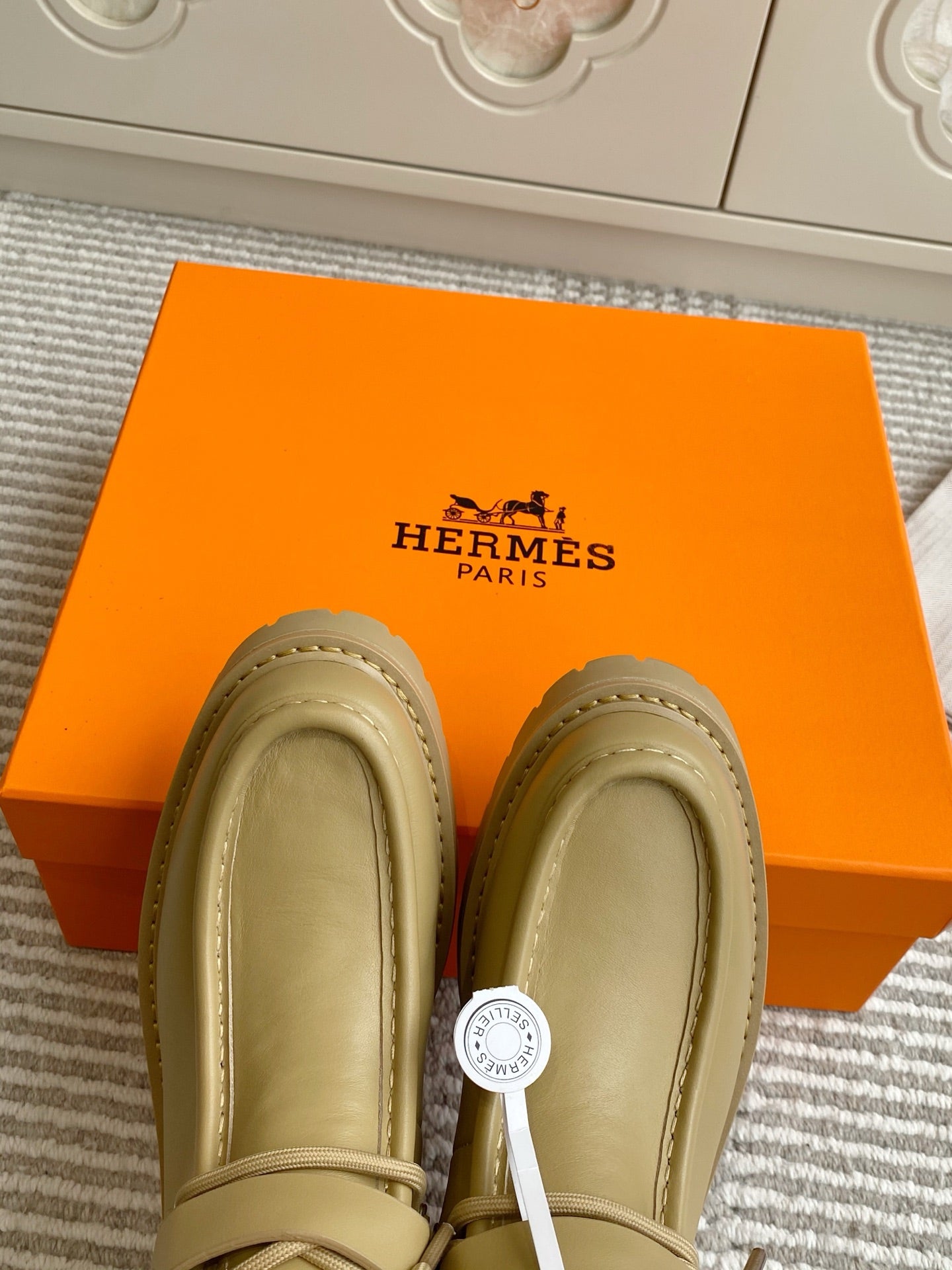 HERMES 25S ANKLE BOOTS IN WARM BEIGE GOLD LAMBSKIN