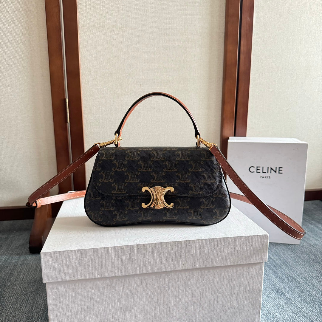 CELINE TEEN LOLA 20 IN BLACK TRIOMPHE CANVAS GOLD HARDWARE