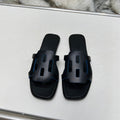 HERMES FLATFORM SANDAL BLACK CALFSKIN