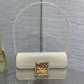 DIOR FLAP BAG 18 IN WHITE PATENT CALFSKIN