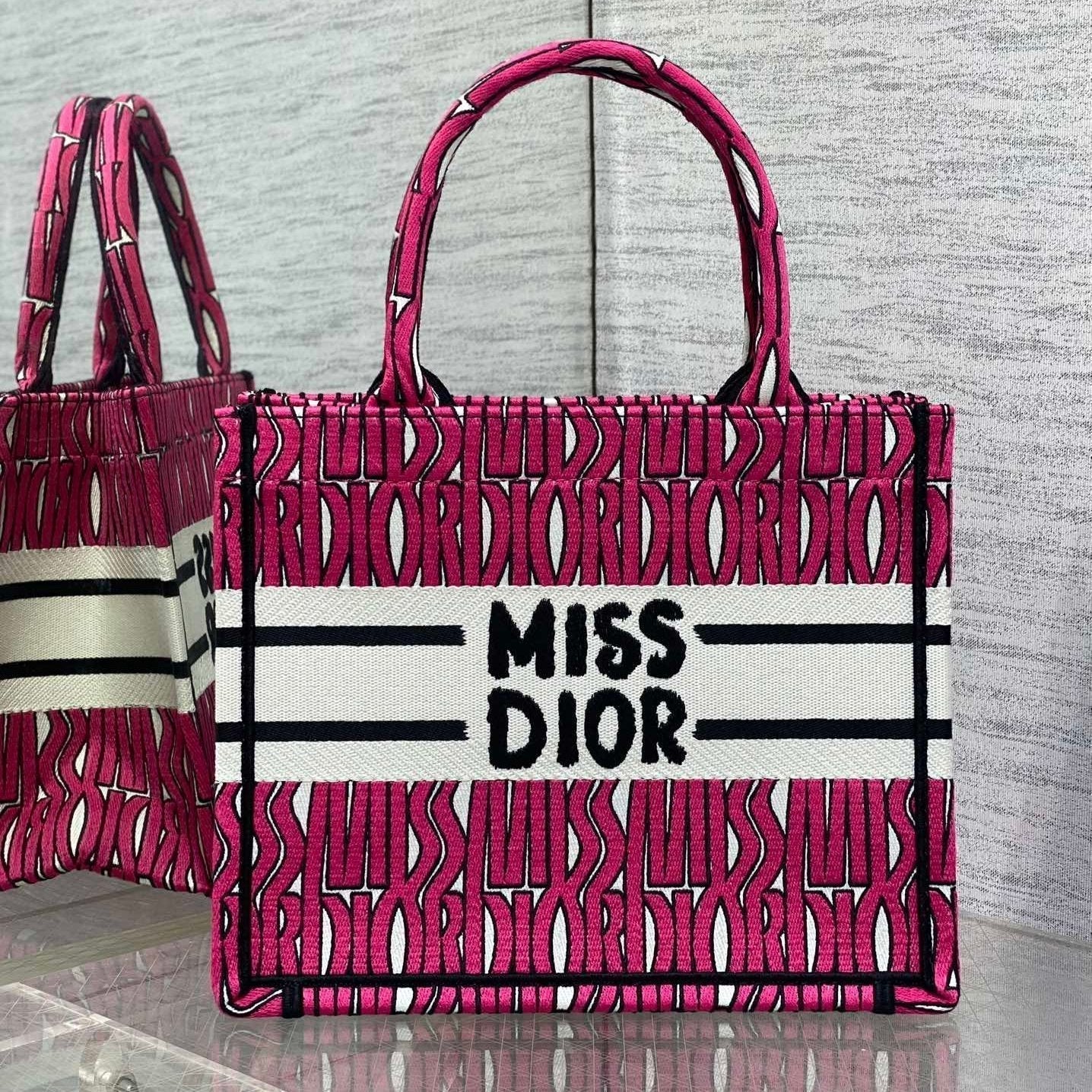 DIOR MISS TOTE 26 IN MAGENTA PURPLE CANVAS