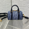 DIOR GROOVE MINI 17 BAG IN DENIM BLUE OBLIQUE MONOGRAM JACQUARD