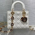 DIOR SMALL 20 LADY BAG IN WHITE MACROCANNAGE LAMBSKIN WITH GOLD HARDWARE