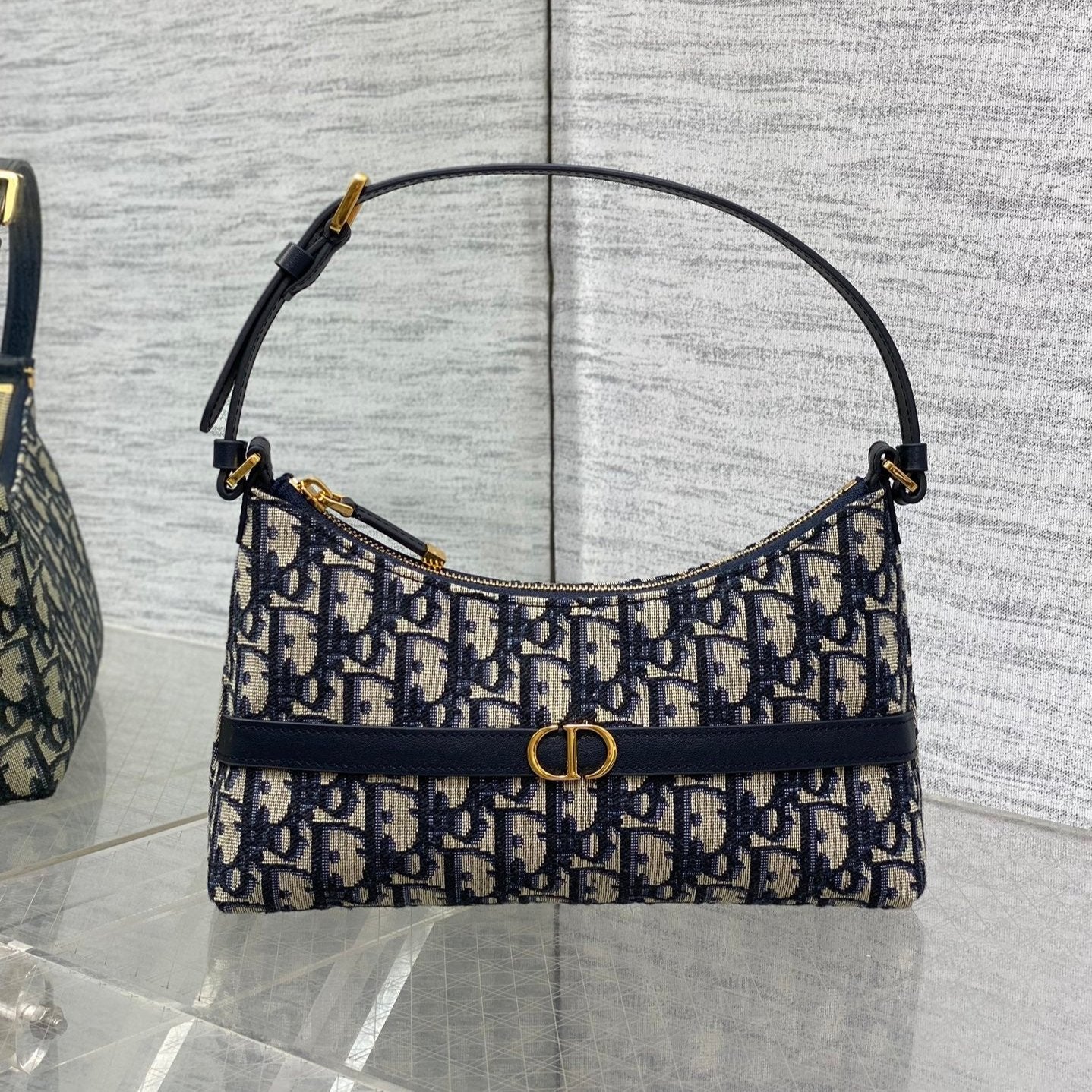 DIOR MONTAIGNE CIGALE MINI 24 BAG IN BLUE  OBLIQUE JACQUARD