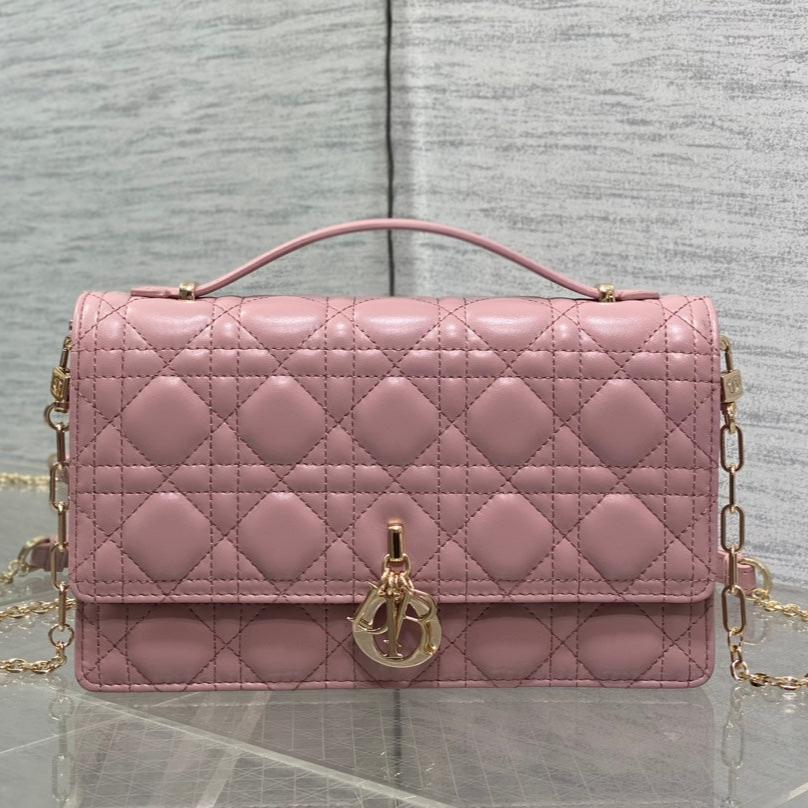 DIOR MINI BAG 24 IN ROSE PINK PATENT CANNAGE CALFSKIN