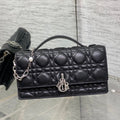 DIOR 25S  TALK PHONE POUCH 21 IN BLACK CANNAGE LAMBSKIN SILVER HARDWRE