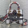 DIOR 25S SMALL LADY D-LITE BAG 24 IN WHITE RED  STAR EMBROIDERY