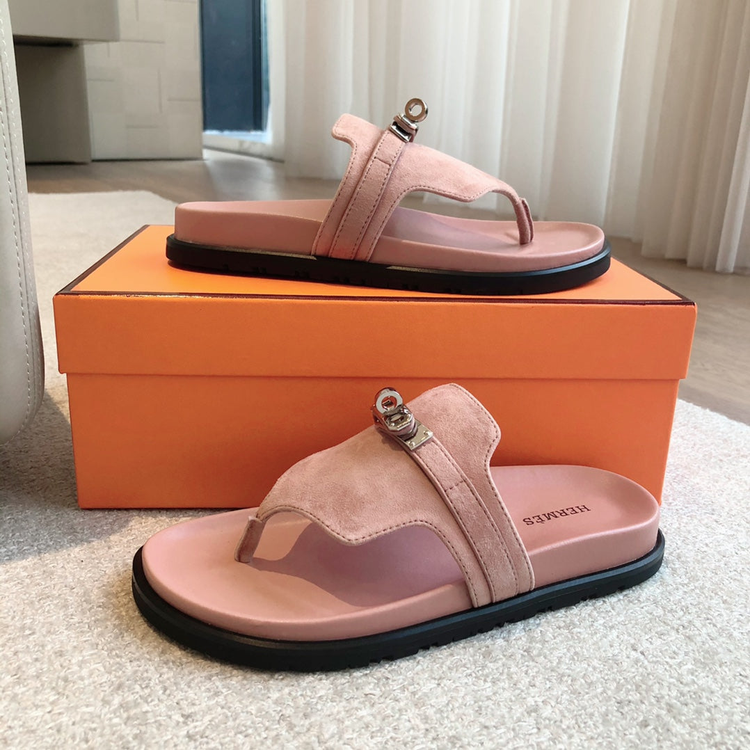 HERMES EMPIRE SANDAL LIGHT PINK SUEDE