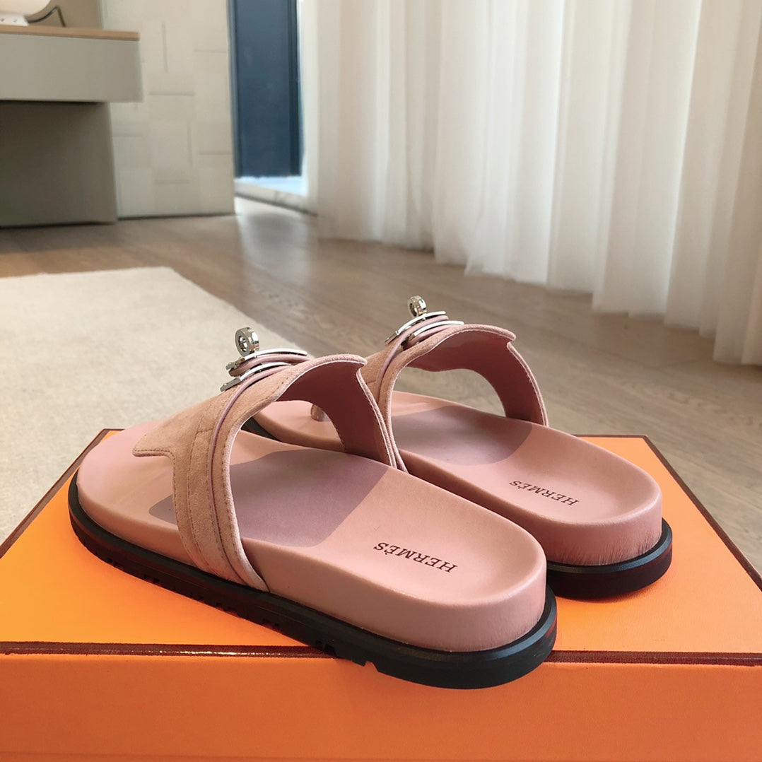 HERMES EMPIRE SANDAL LIGHT PINK SUEDE