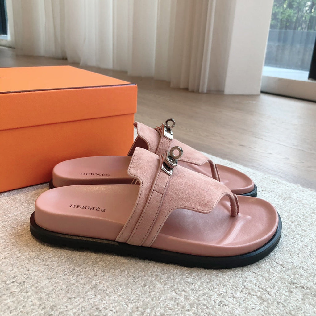 HERMES EMPIRE SANDAL LIGHT PINK SUEDE